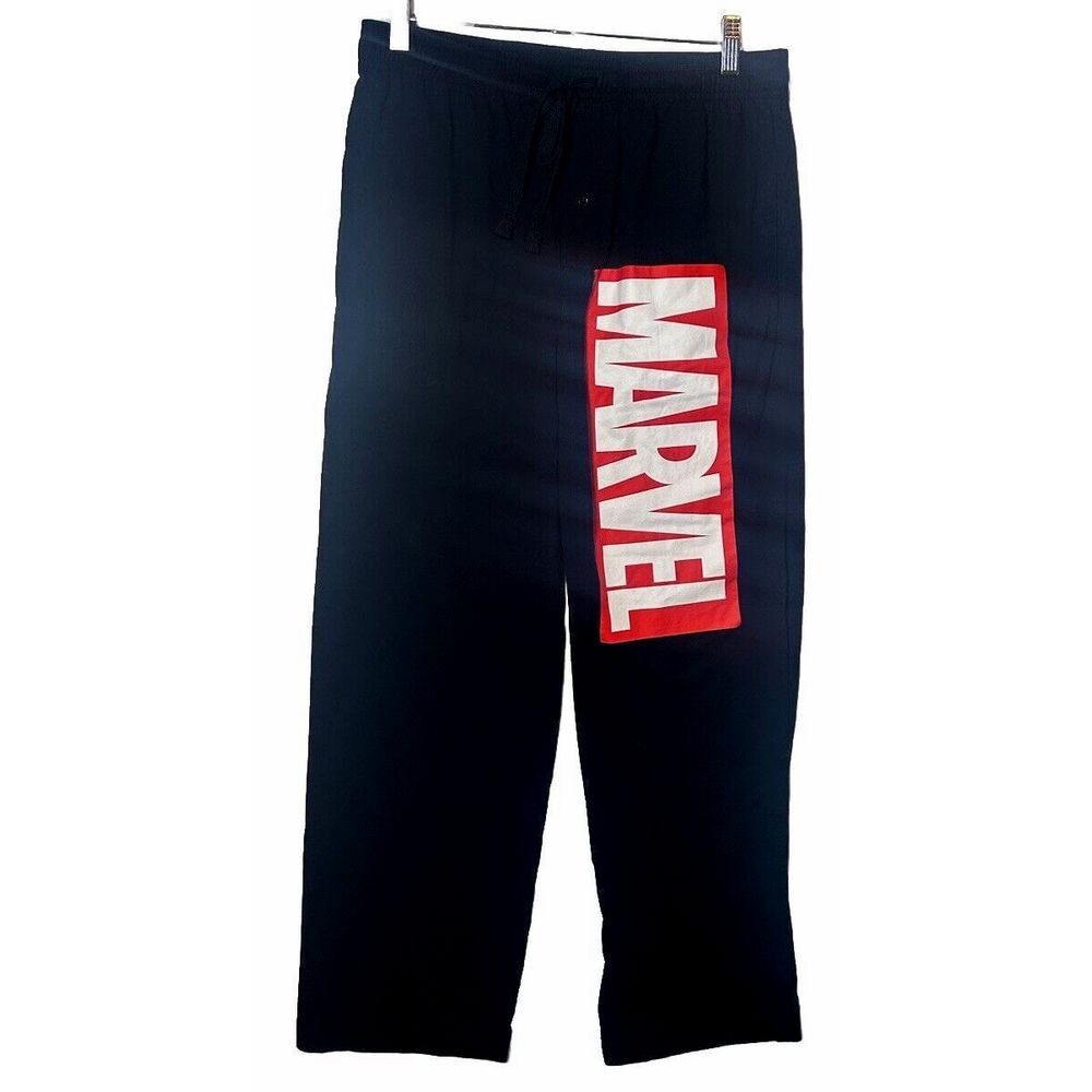 MARVEL COMICS MENS SMALL BLACK COTTON LOUNGE PANTS, PAJAMA BOTTOMS-192